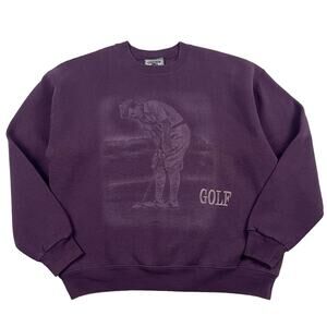 Vintage Golf Faded Embossed Graphic Purple Crewneck Size Large Made in USA